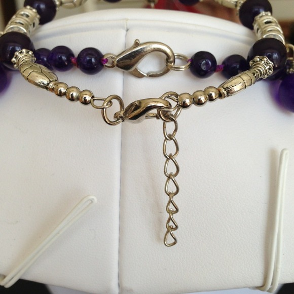 Dark Purple JADE Necklace, Bracelet Set - Picture 4 of 4