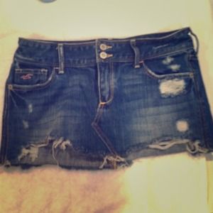 Destroyed Denim Mini Skirt
