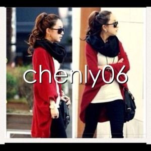 🌸Batwing cardigan in red and black shirt/dress