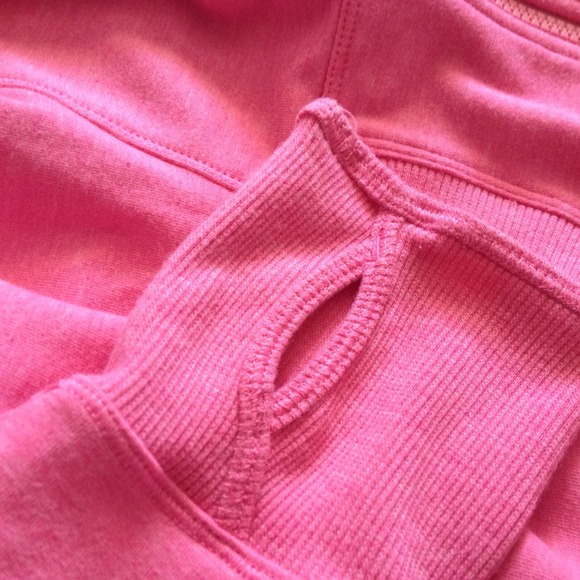 ❗SOLD❗Pink Zip-Up Hoodie with Thumb Loops - Picture 3 of 4