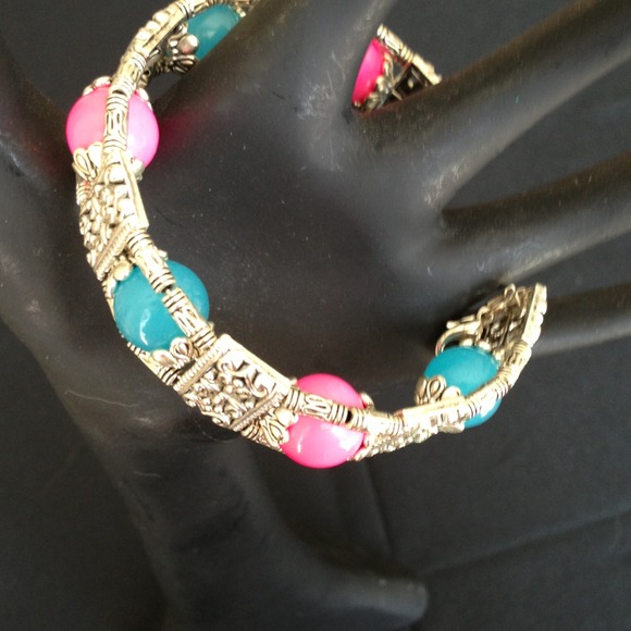 Pink And Blue Jade Bracelet