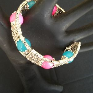 Pink And Blue Jade Bracelet