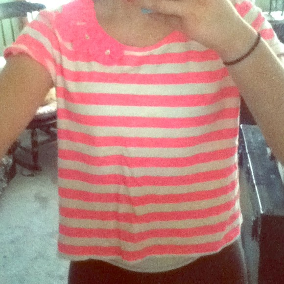 Neon pink and white striped shirt!