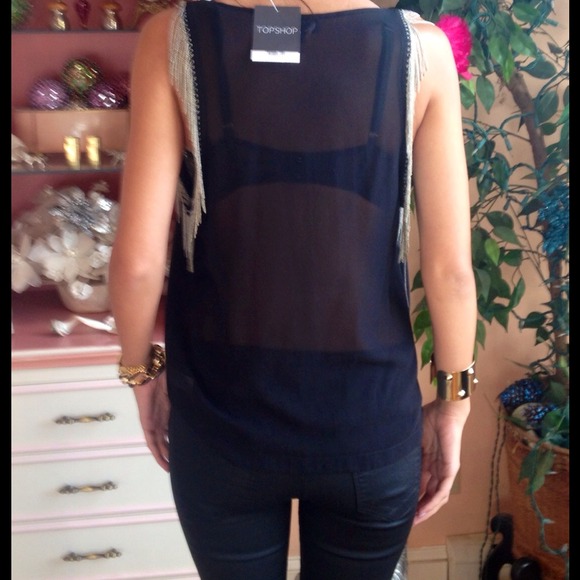 Sheer topshop top with chain detail⚡reduced⚡ - Picture 3 of 4