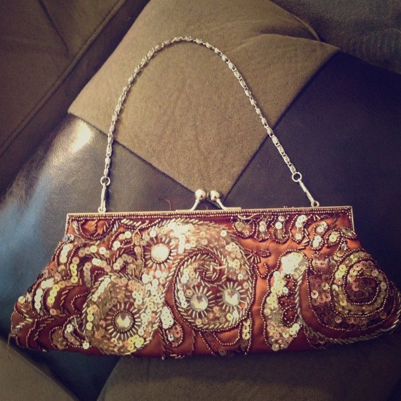 Bronze sequin clutch