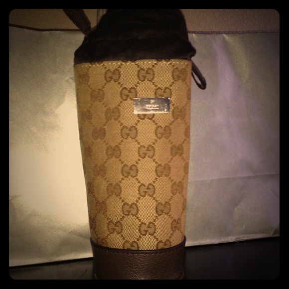 AUTHENTIC GUCCI BROWN BOTTLE HOLDER/CARRIER