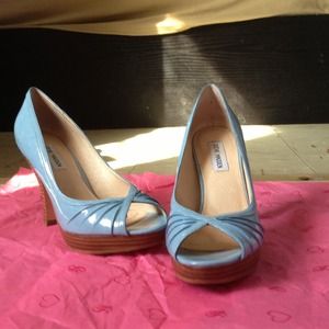 SM Blue Patent Peep Toe
