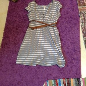 Grey stripped sundress with belt