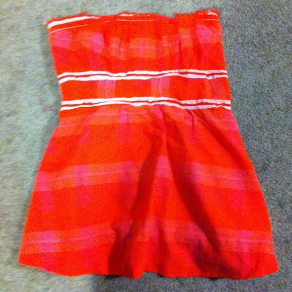 Pink and orange cute strapless top