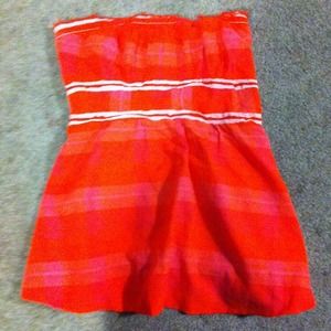 Pink and orange cute strapless top