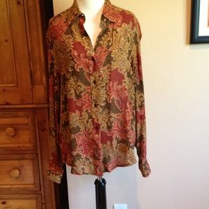Long sleeve paisley blouse