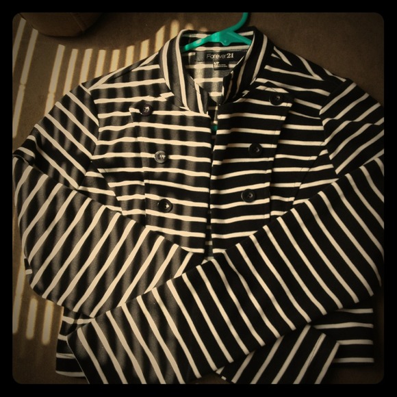 Black & White Striped Waste Cut Jacket