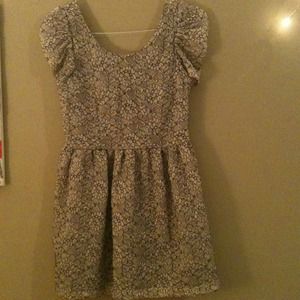 Floral Lace Black and Cream cocktail dress