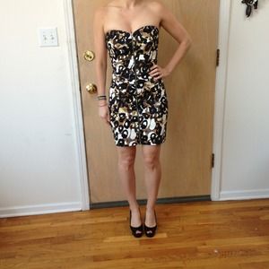 Akira strapless printed dress
