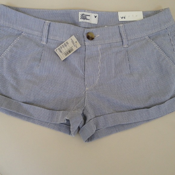 Navy and cream striped cotton pants
