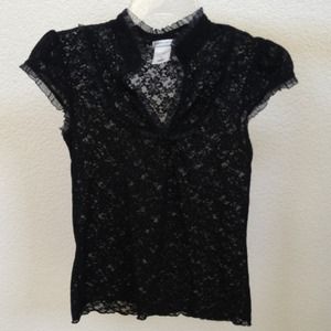 Old Navy Perfect Fit Sheer Lace black blouse