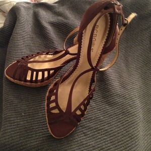 Reduced 🎁NWOT BCBGirls brown silk platform heels