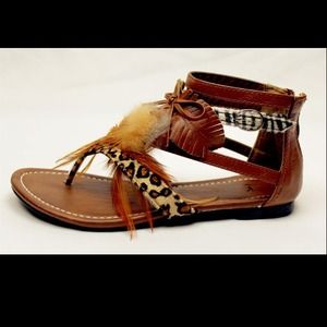 Size 8 Chestnut Feather Gladiator Sandal