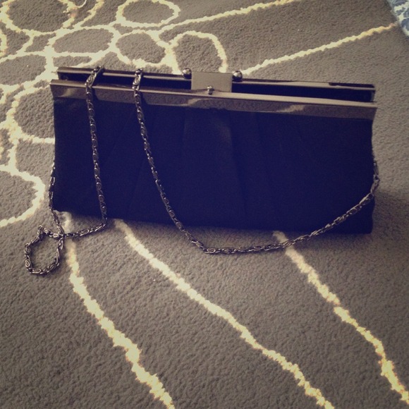 Black satin clutch