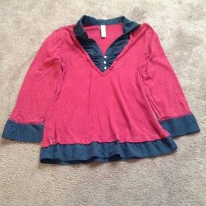 Red and black dressy blouse