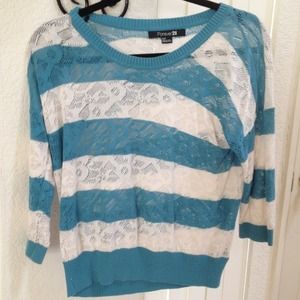 Blue and cream striped top