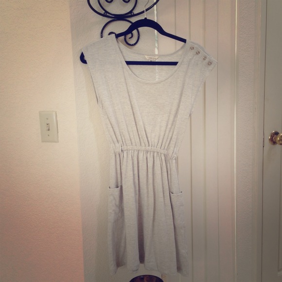 Gray dress with accent shoulders