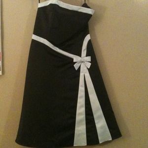 Black Strapless Knee length formal dress