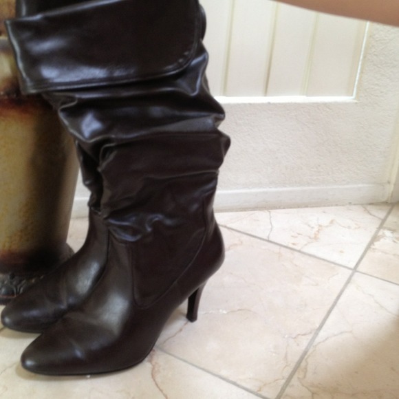 Brown high heel boots