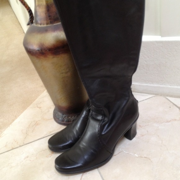 Black leather boots