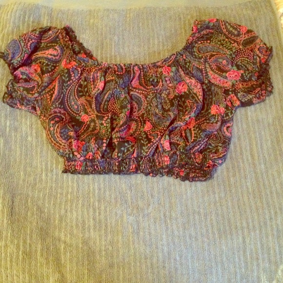 Berry Floral Paisley Gypsy Crop Top