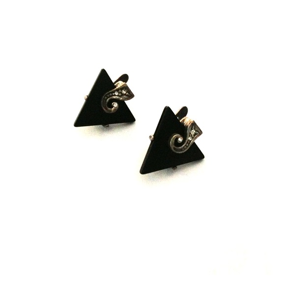 Sterling silver and onyx earrings