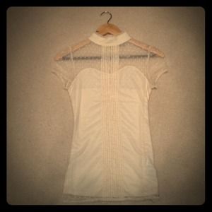 GUESS light cream ruffle top-REDUCED