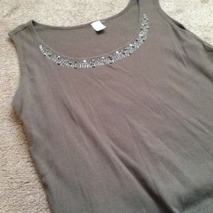Sequin accented brown tank top