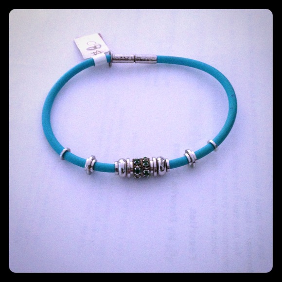 New Turquoise rubber and cz bracelet