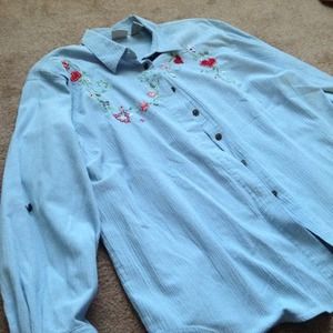Cute blue button down collared shirt