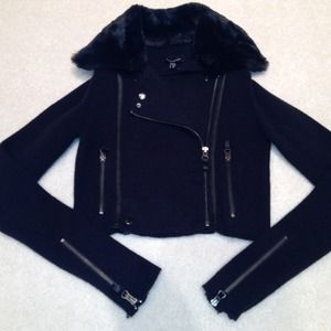 BeBe sweater jacket with fur collar-REDUCED