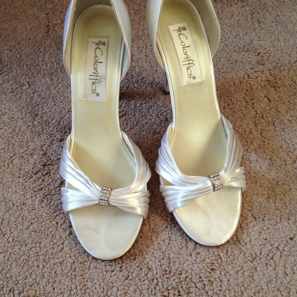 White satin shoes 8.5