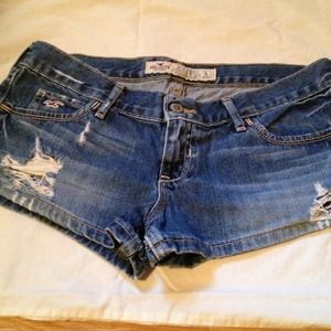 Hollister destroyed denim shorts.