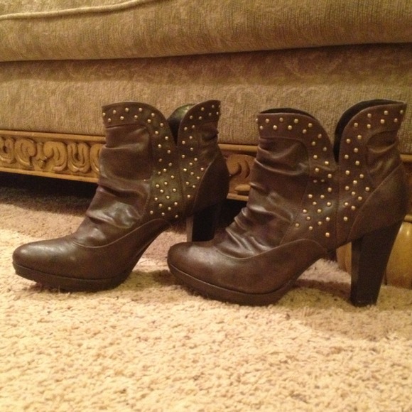 Studded brown ankle boots