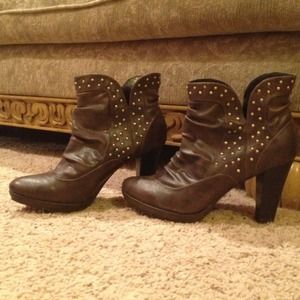 Studded brown ankle boots