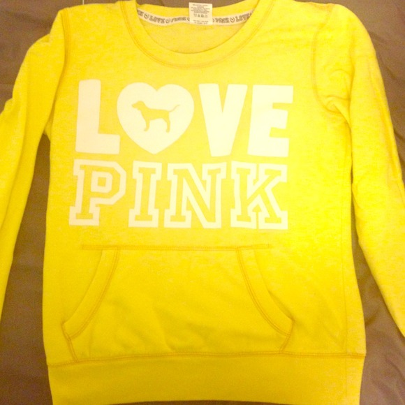 VS Pink canary yellow crew neck