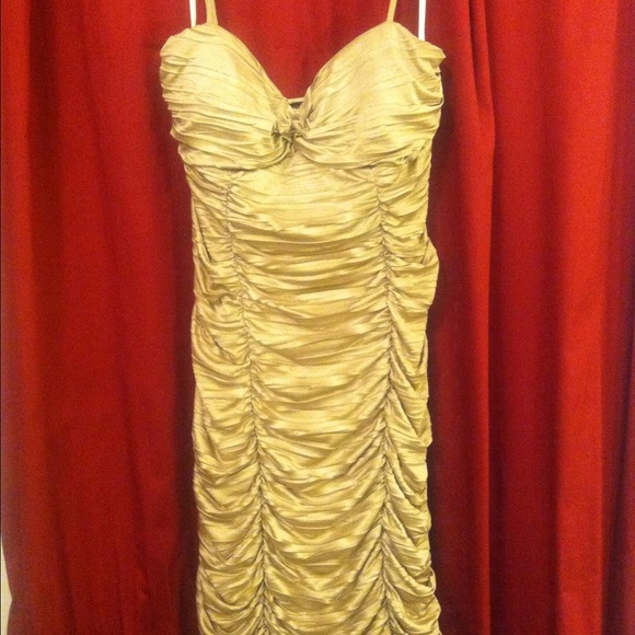 SOLD❌Gold Ruched Cocktail Dress❌SOLD