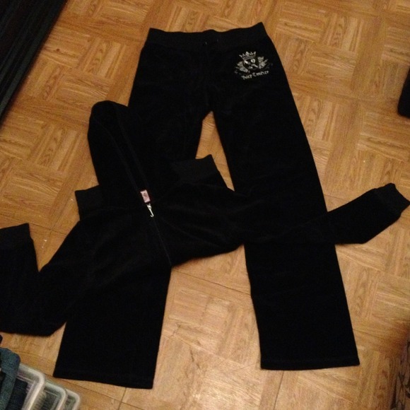 black velour sweat suit