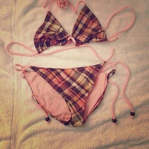 Plaid peach bikini