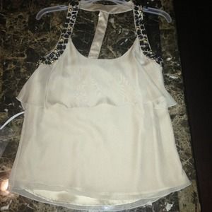 gorgeous beige Bebe top!