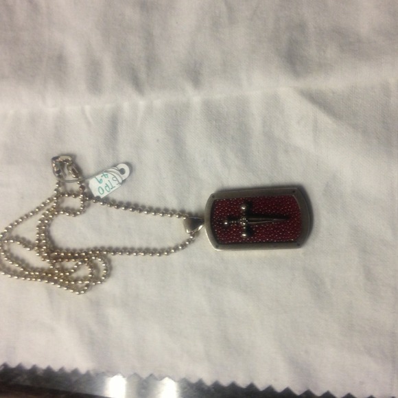 Alan K Red Stingray leather 925 Silver Pendant