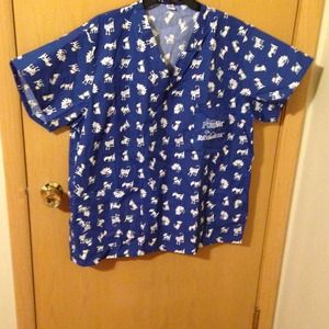 Dog and car scrub top