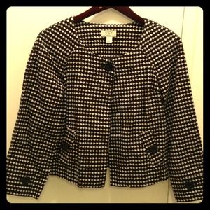 Black & White Houndstooth Cotton Boatneck Jacket
