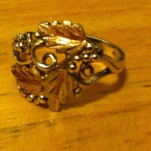 Sterling silver and black hills gold ring