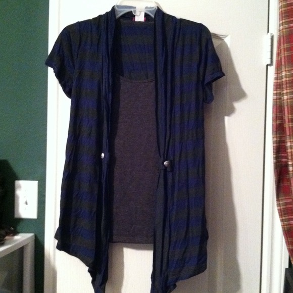 Blue and grey blouse